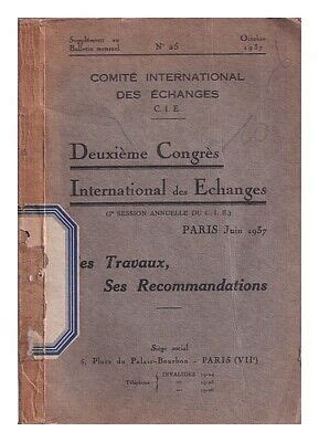 Comit International De Changes C I E Deuxi Me Congr S International Des