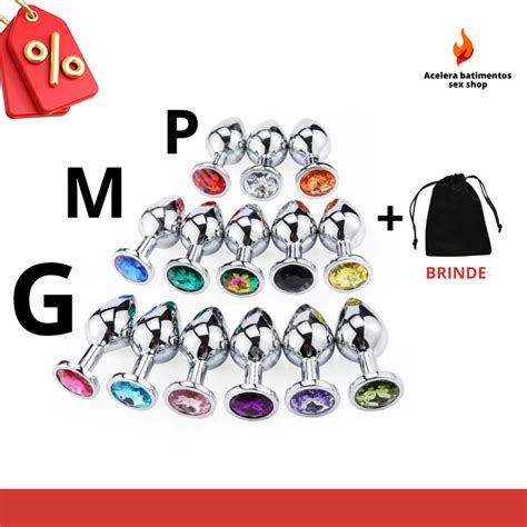 Plug anal tamanho P M G para iniciante Joia brilhante estimulador em aço inox metal polido
