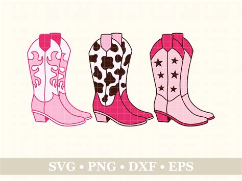 Cowgirl Boots 3 Designs Svg Png Eps Dxf Cowboy Boots Svg