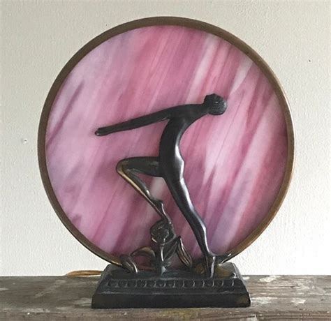 Antique Art Deco Table Lamp Bronze Woman Nude Silhouette Etsy