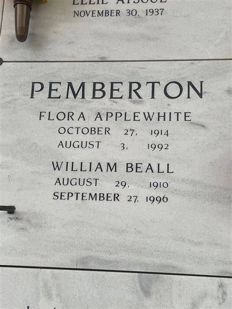 Flora Elizabeth Applewhite Pemberton (1914-1992) - Find a Grave Memorial