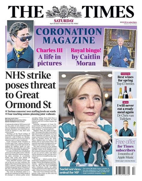 Times Front Page 29th Of April 2023 Tomorrows Papers Today