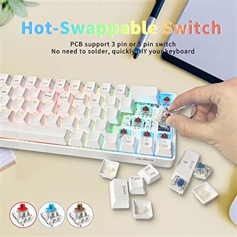 Snapklik 68 Key 65 Hot Swappable Mechanical Keyboard 24G Wireless Bluetooth Wired RGB