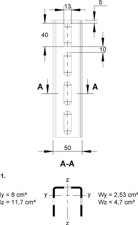 U-profile, steel, U 5050 F - Cable support systems