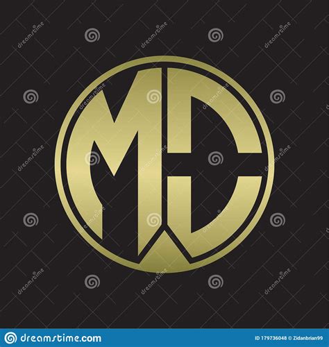 MO Logo Monogram Circle With Piece Ribbon Style On Gold Colors Stock