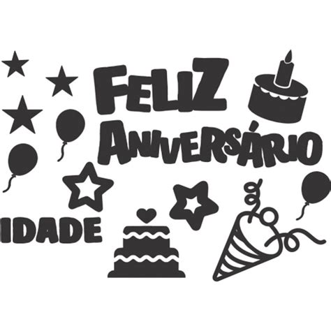 Aniversarios Preto E Branco - Graficos De Feliz Aniversario Em Preto E Branco Decorações De Festa