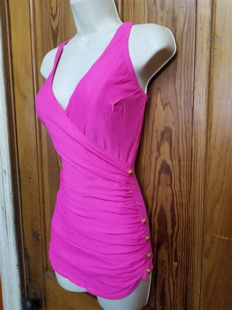 S HOT PINK SWIMSUIT Sexy Neon Pink One Piece Suit Etsy