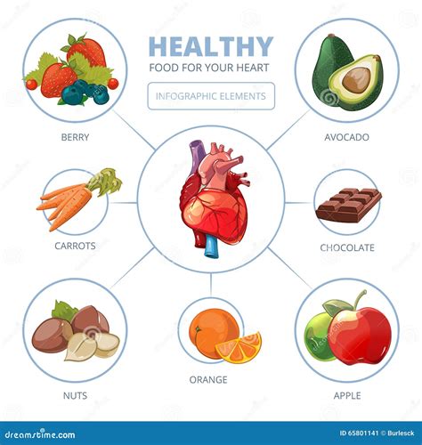 Heart Care Vector Infographic. Healthy Foods Stock Vector