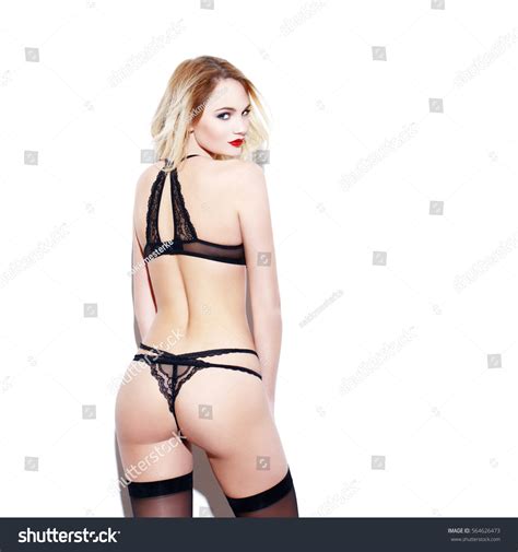 Sexy Blonde Woman Black Underwear Posing Stock Photo 564626473 Shutterstock