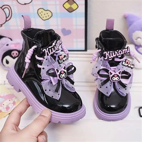 2024 Kawaii Sanrio Kuromi Girls Boots Autumn Sweet Cute Cartoon
