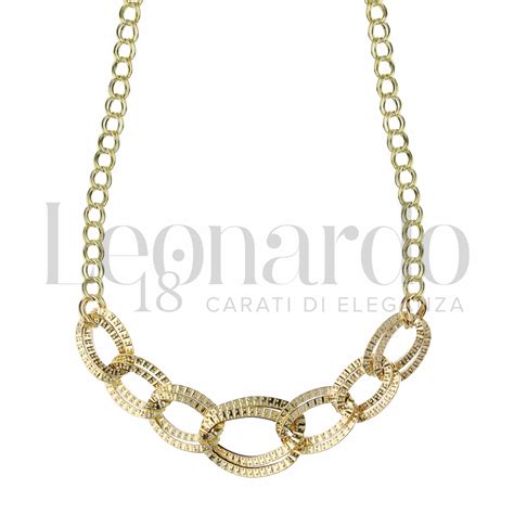 Collane Collana Con Ovali A Scalare Da Donna In Oro 18 Carati 5 8g