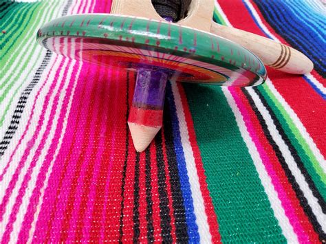 Mexican Wooden Top Toy With Pull String Classic Traditional Etsy