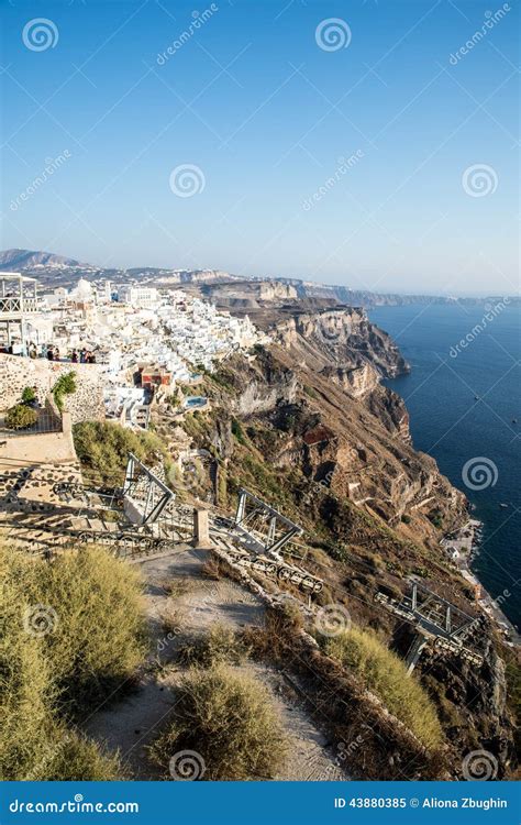 fira town stock image image  cliff town view greek