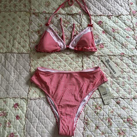 Americana Coquette Red Gingham Bikini Set New Never Depop