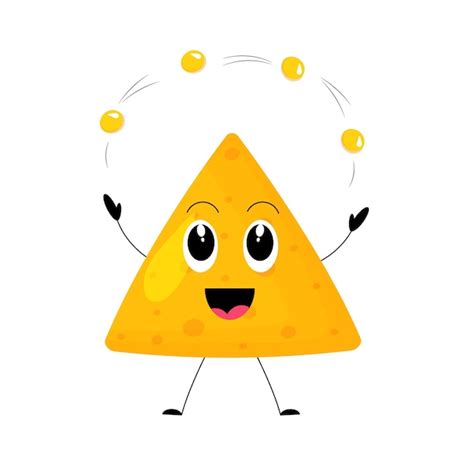 Premium Vector Cute Kawaii Nachos Juggling Corn Grain Cartoon Style