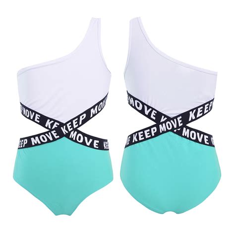 Inhzoy Girls One Piece Bikini Swimsuit Print Ruffles One Shoulder Swimwear Walmart