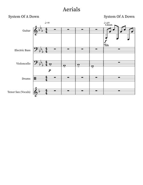 Aerials Arr Alex Haynes By System Of A Down Sheet Music For