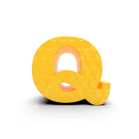 Amarillo 3d Render Letra Q PNG Alfabeto 3d Hacer PNG Y PSD Para