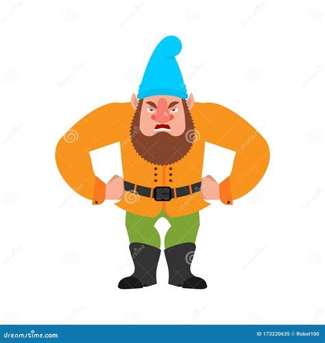 Garden Gnome Angry. Dwarf Evil. Aggressive Vector Illustration ...