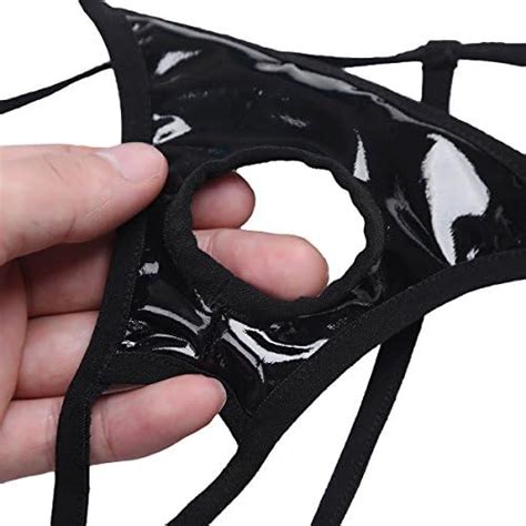 Amazon CHICTRY Men S Sexy Open Front Hole G String Bikini Wetlook Leather Underwear
