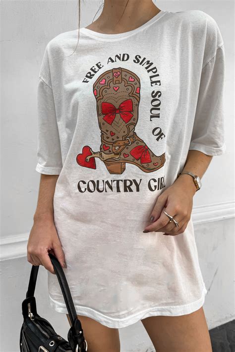 T Shirt Estonada Bota Country Foil Off White Dolce Me Dcm