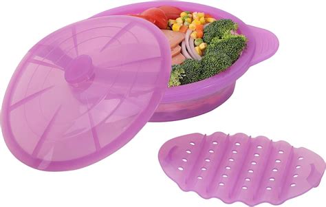 Microwave Steamer Cooker Collapsible Bowl Silicone Steamer Cookware