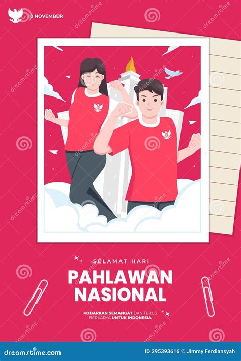 Hari Pahlawan Nasional Means Happy Indonesian National Heroes Day Stock