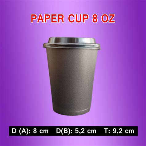 Jual Paket Pcs Paper Cup Hot Gelas Kertas Panas Oz Hitam Tutup Shopee Indonesia