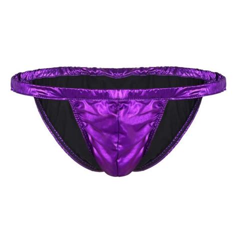 Yonghs Homme String M Tallique Sexy Slip Brillant Latex Lingerie Erotique Gay Jockstrap Tanga