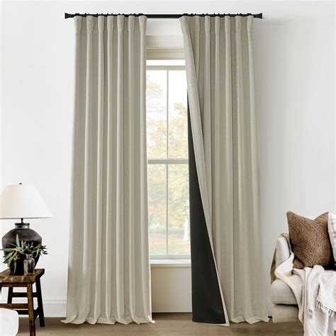 Panelsburg Tan Beige Blackout Curtains 84 Inches Long For Bedroom 2 Panels Set Back