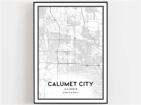 calumet city map print calumet city map poster wall art il city map