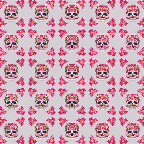 Premium Vector Vibrant Sugar Skull Pattern Template