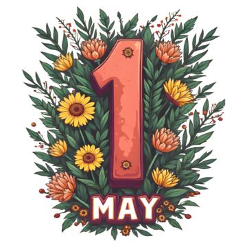 A Colorful And Lively Graphic Design Of The Number 1 Text May With ...