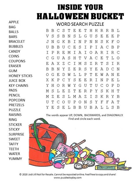 Halloween Bucket Word Search Puzzle Puzzles To Play Artofit