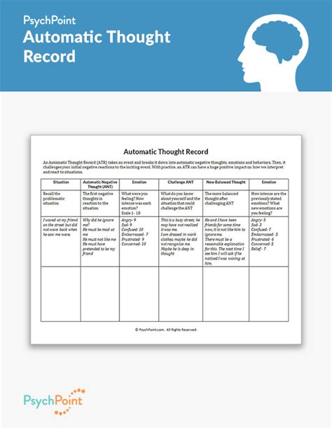 Automatic Thought Record Worksheet Psychpoint