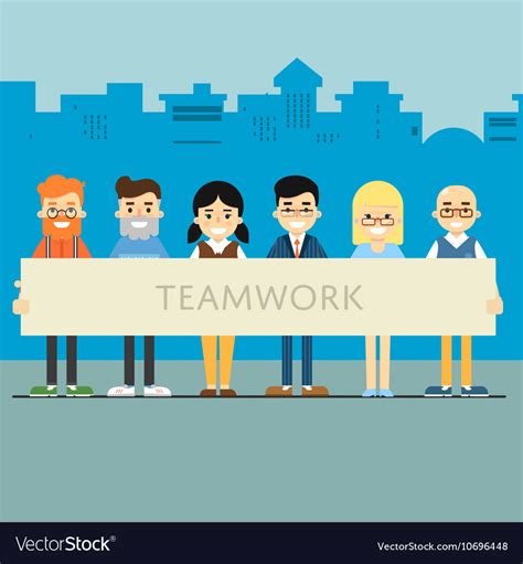 Teamwork banner with group of smiling people Vector Image