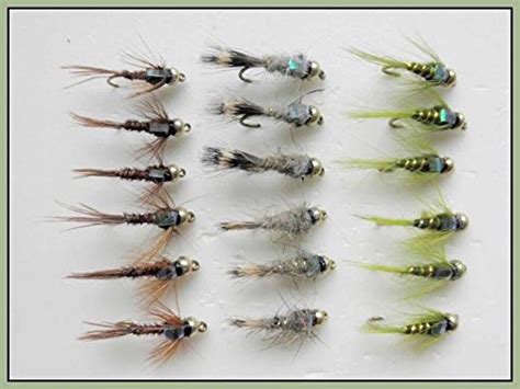 18 Barbless Goldhead Nymph Trout Flies, Flash Head Hares Ear, Pheasant