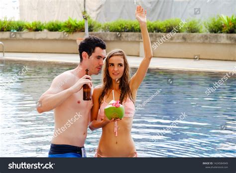Portrait Couple Love Sexy Bikini Poolside Stock Photo 1424584949 Shutterstock