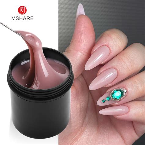 Mshare Caramel Nude Self Leveling Builder Uv Nail Gel No Burning Heating Nails Extension Nude