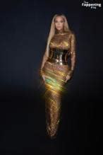 Beyonce Knowles Sexy Flaunts Her Hot Curves And Breasts Wearing A Stunning Sheer Gold Dress Aznude
