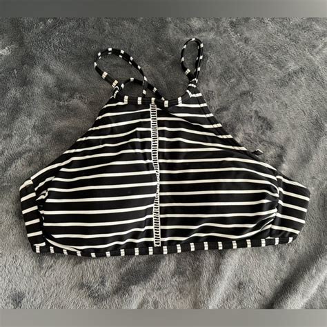 Target Swim Target Black And White Striped Halter Bikini Top Poshmark