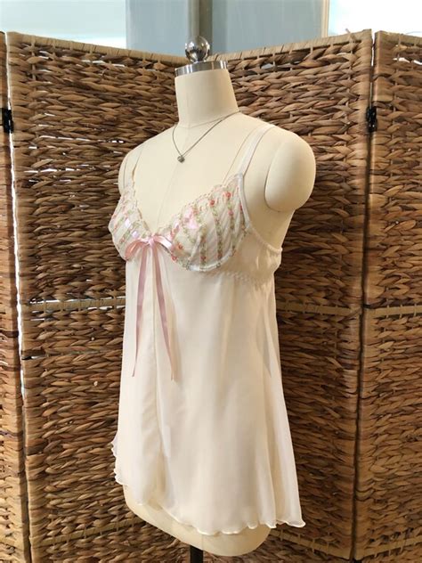 Sheer Ivory Babydoll Lingerie Embroidered Lace Escan Gem