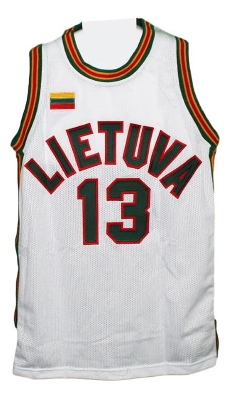 Sarunas Marciulionis Custom Lietuva Lithuania Basketball Jersey White