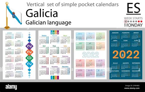 Juego Vertical Gallego De Calendarios De Bolsillo Para Dos Mil