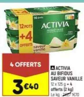 Offre Yaourt Au Bifidus Saveur Vanille Activia Chez Intermarche Hyper