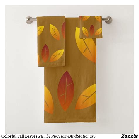 Colorful Fall Leaves Pattern Bath Towel Set Zazzle Patterned Bath