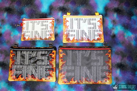 Its Fine Fuck Fully Lined Zip Bag String Theory Fabric Art