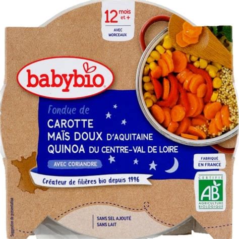 Babybio Assiette Fondue De Carotte Ma S Quinoa M G Bio