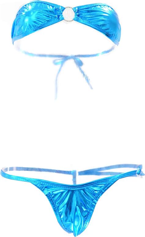 Amazon chu U chu Lingerie Collection スイートビキニ S メタリックブルー マイクロビキニ