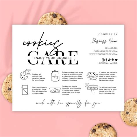 Editable Cake Care Card Template Cake Care Instructions Elegant Design